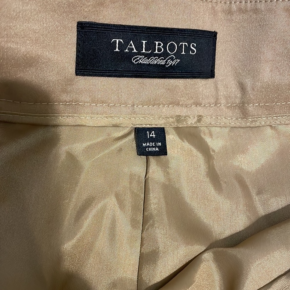 Talbots lined pants Size‎ 14 tan sheen - Picture 3 of 3